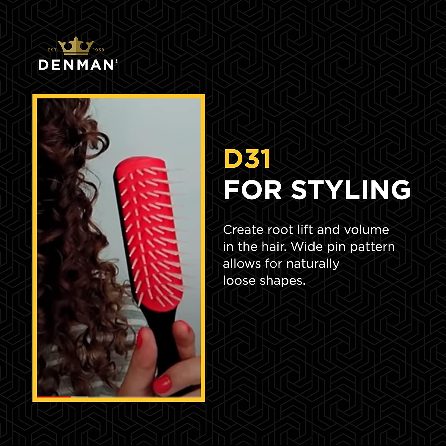 D-31 Medium Grooming Hair Brush (7 Row) Denman - Main Image